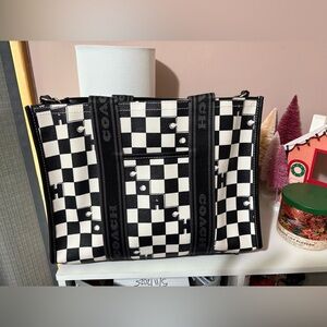 Coach Black and White Checkered (Smith) Tote